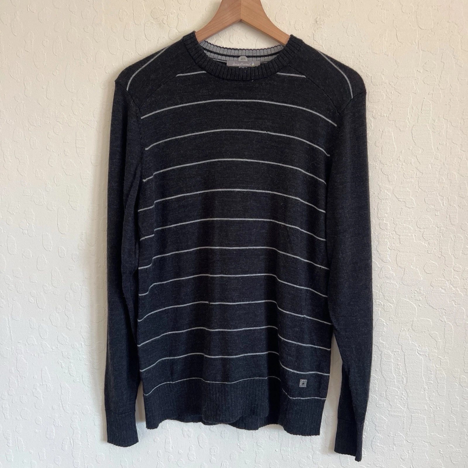 smartwool 100% merino wool pullover crewneck stripes sweater