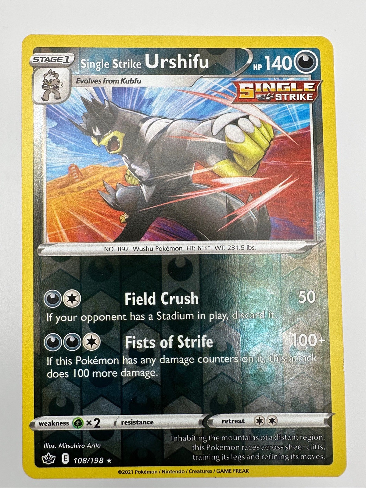 Pokemon TCG Chilling Reign Card Single Strike Urshifu 108/198 Reverse Holo