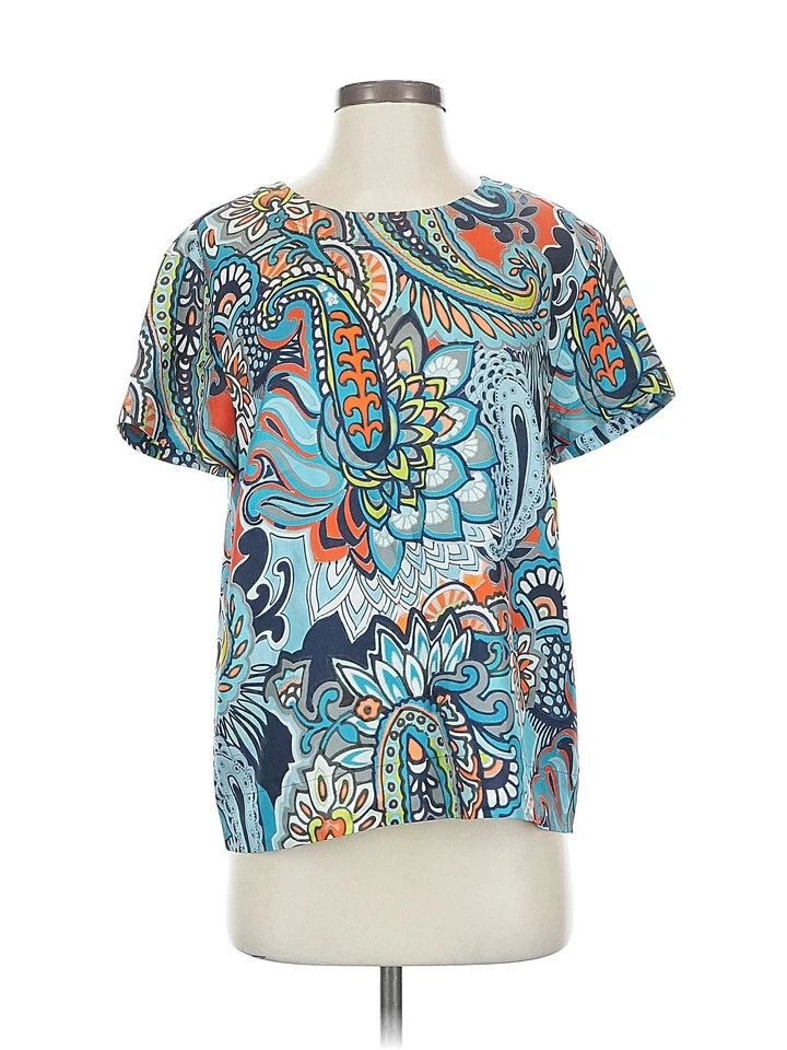 Top de seda azul manga corta J.Crew para mujer 4