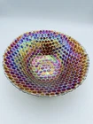 Vintage Iridescent Carnival Glass Hobnail Bowl Rainbow Art Glass Centerpiece LG