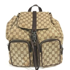 GUCCI 114552 GG logo backpack Bag Backpack GGCanvas/Leather Beige/Dark brown