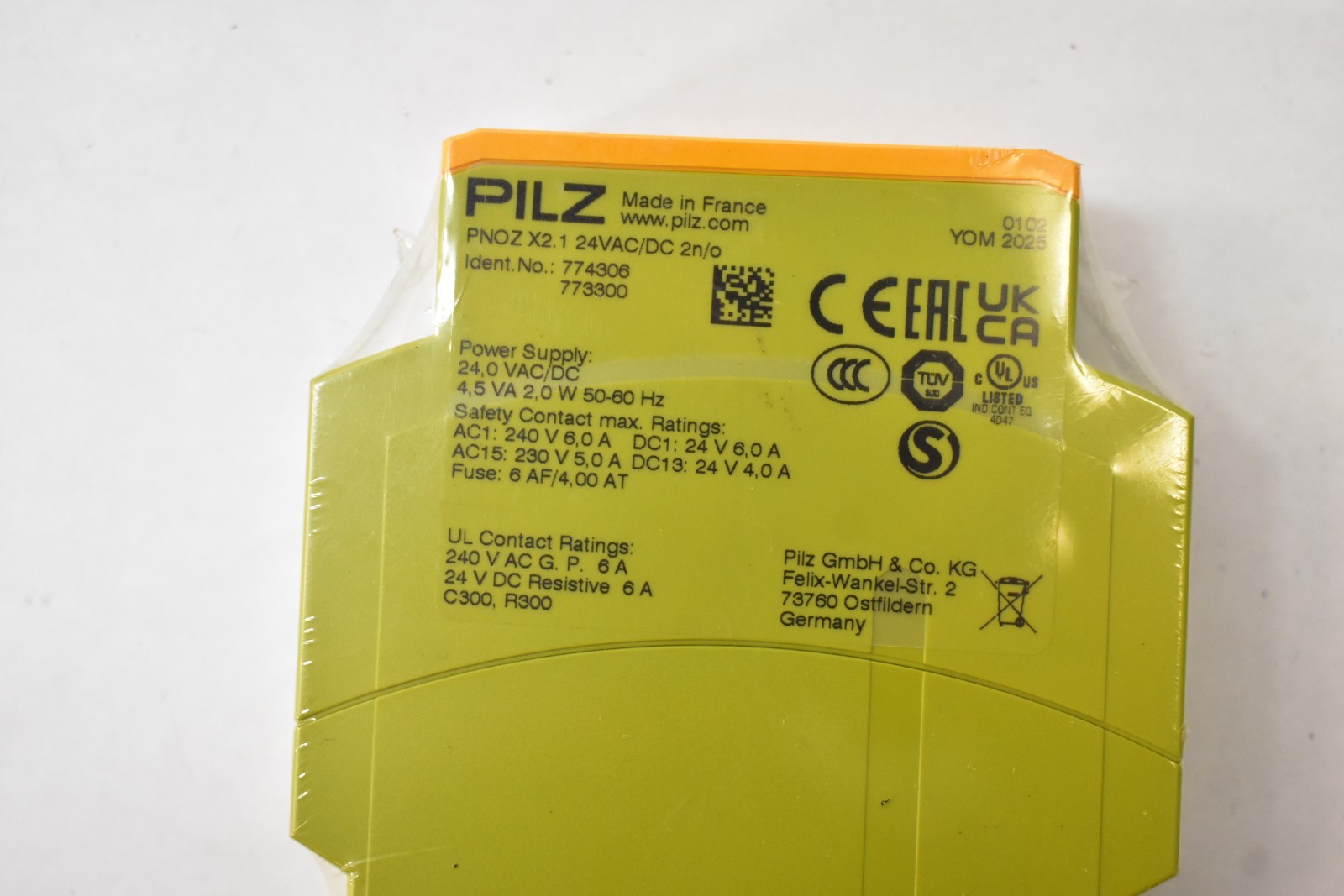 Pilz 774306 773300 PNOZ X2.1 24VAC/DC Safety Relay 2 N/O Power Supply Device