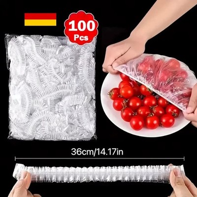 100 Stück Frischhaltebeutel Wiederverwendbar Frischhaltefolie mit Gummizug Wasse