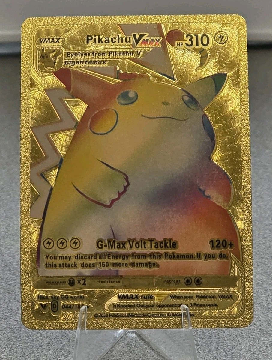 ピカチュウ VMAX ホロカード 310HP Pokémon Pikachu VMAX Rainbow 310hp Gold Foil Fan Art Collector