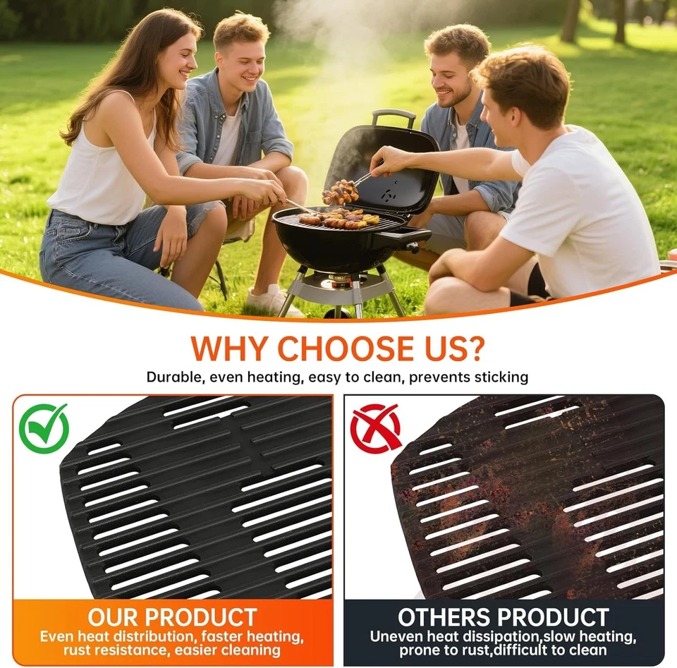 VELPAX Gusseisen Grillrost, passend für Weber Q300, Q320, Q3000, Q3200, Q100 - Bild 4 von 4