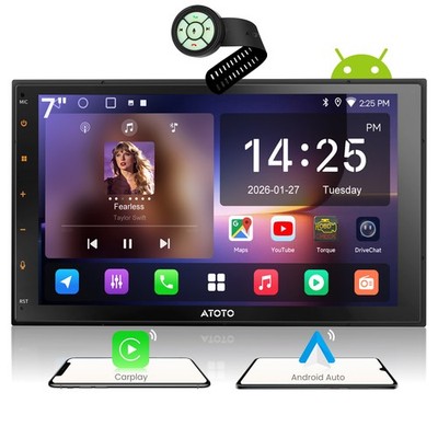 ATOTO 7'' 2 DIN Android Car Stereo Wireless Carplay Android Head Unit Radio w/SWC