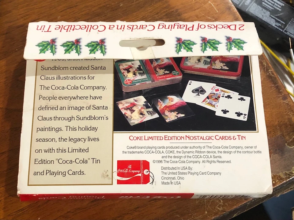 Coca-Cola Coke Christmas Santa Nostalgia Playing Cards W/Tins (2 Decks) New - Image 2 of 2