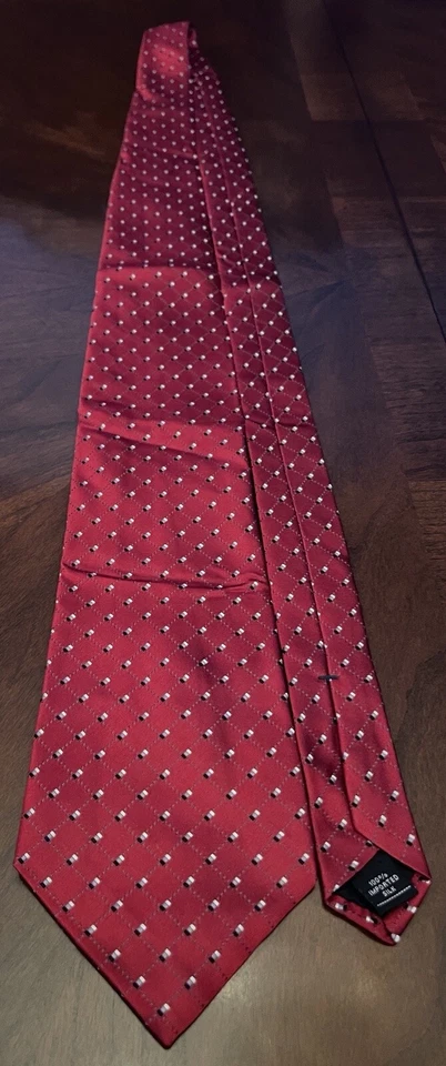 Vintage J. Ferrar 100% Imported Red Men’s Neck Tie Made In USA - Image 3 of 4