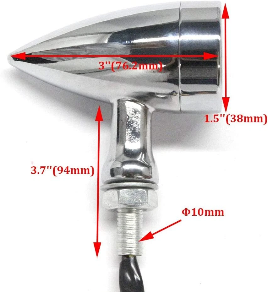 Luz de freno LED de señal de giro cromada para motocicleta Harley Honda Kawasaki Yamaha Foto 3 de 4