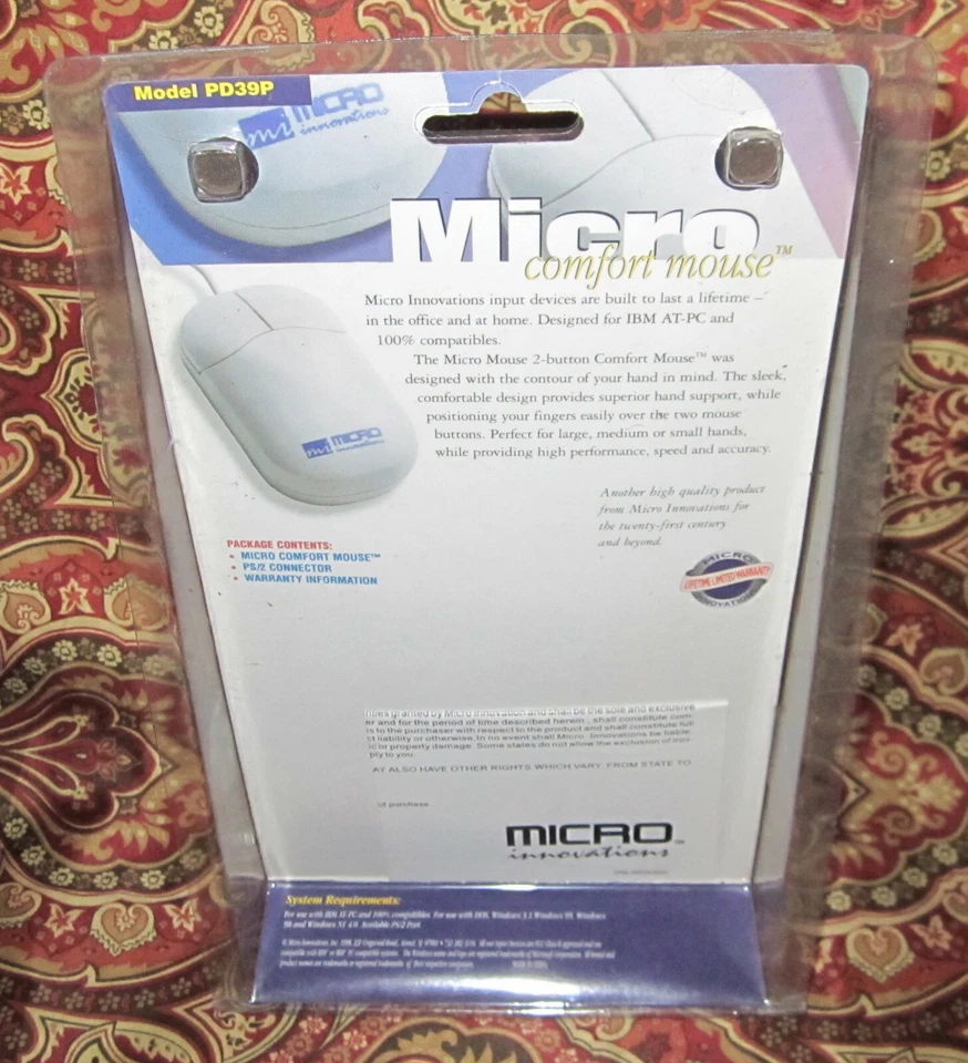 Vintage Micro Comfort Mouse PS/2 Model PD39P 1998 New Sealed - Image 2 of 2