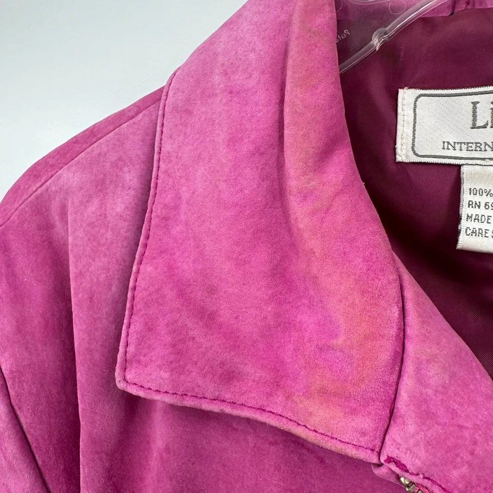 Chaqueta de gamuza rosa Lisa International para mujer talla XL boho hippie cremallera retro DEFECTUOSA Foto 3 de 4