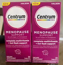 2 Centrum Menopause Support Multivitamin Lot 60 Tablets Total Hot Flash 04/2026