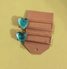 5Br Gold Tone Clip Aqua Blue Heart Barrettes