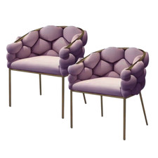 2er Luxus Esszimmerstuhl Lila/Gold Stuhl Schminkstuhl Wohnzimmerstuhl Charlet472