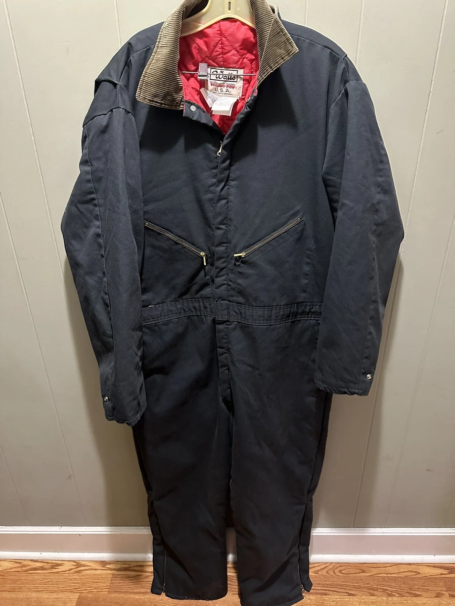 Walls Blizzard Pruf Coveralls Suit Mens Red Quilted Lined Corduroy