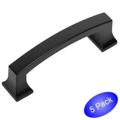*5 Pack* Cosmas Cabinet Hardware Flat Black Contemporary Pulls #755-3FB