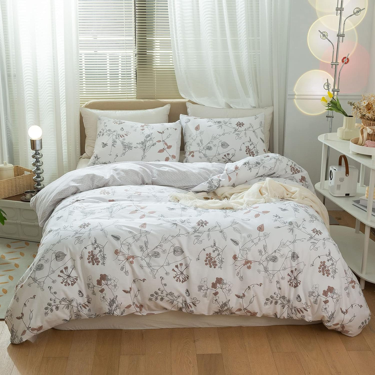 Girl Floral Bedding Sets Twin Chic Flower Botanical Duvet Cover 100% Cotton  Gard