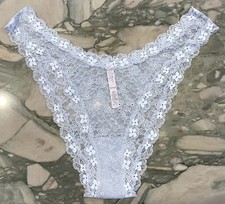 NEW Victoria Secret Dream Angels Lace High Leg Brazilian Panty - Blue Alloy - XL