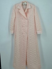 Vintage Christian DIOR Quilted Satin Lace Robe Housecoat-Peach-Small
