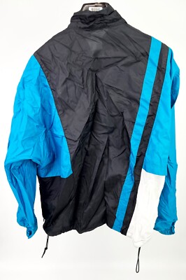 Vtg 1990s Nike Black Blue Windbreaker Jacket Zipper Pockets Vented