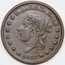1837 1c New York Hard Times Token *Centre Market Accommodation*