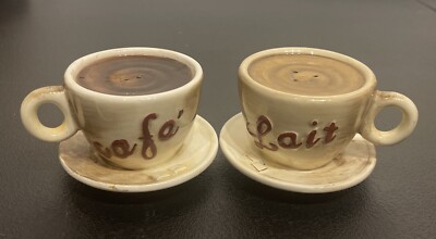 Vintage Cafe' Lait Salt and Pepper Shaker Set -  Coffee Lovers Set! RARE!