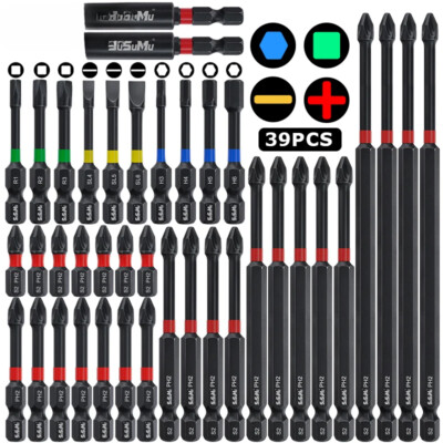 39pcs Screwdriver Bit Set Strong Torque Impact Driver Bit Set Non-slip Magnetic