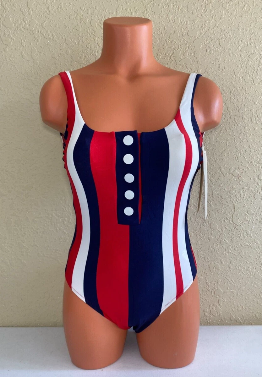 Gottex Womens Nautical One Piece Swimsuit Red/White/Blue Size 6