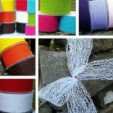 1mtr x 50mm RUSTIC DECO WEB MESH RIBBON NATURAL COTTON LOOK VINTAGE SHABBY CHIC 