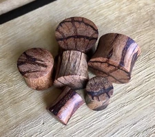 PAIR Batik Wood Saddle Plugs Organic Gauges Earlets Unique Body Jewelry