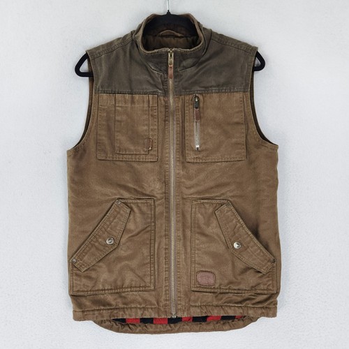 Legendary Whitetails Vest Men Small Brown Plaid Lined Utility Barn Chore Outdoor - 第 1/14 張圖片