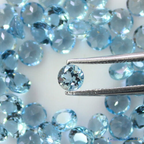 Natural Aquamarine Round Cut loose gemstone, deep blue colour, AAA, 1.5mm to 6mm - 第 1/8 張圖片