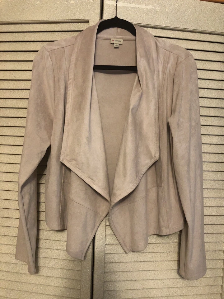 CREMIEUX Blazer Beige Cream Faux Suede Size L - Image 2 of 4