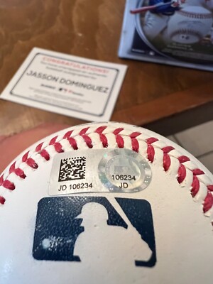Jasson Dominguez autograph ROML fanatics baseball from under wraps