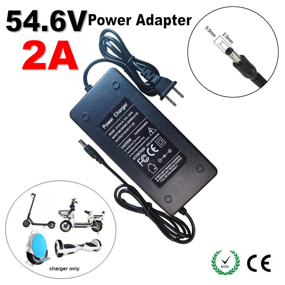 54.6V 2A Li-ion Lithium Battery Charger 48V DC Socket For Ebike Scooter Battery