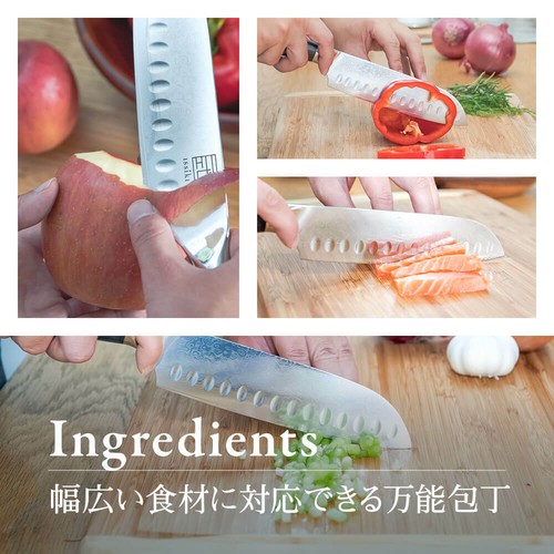 ISSIKI Damascus Santoku Knife 67 layers VG10 Stainless 170mm double-edged knife - Picture 11 of 11
