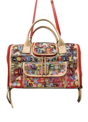 DOONEY & BOURKE Y2K MULTICOLOR PVC GRAFFITI  DOODLE  DOG/PET CARRIER - 18 x 11