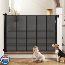 HIDODO 47” Extra Tall Retractable Baby Gate, Reinforced Mesh Dog Gate Extends