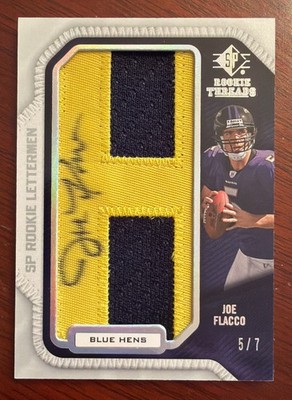 Joe Flacco 2008 SP Rookie Threads #JF53 RC Rookie Lettermen H Patch Auto 5 /7