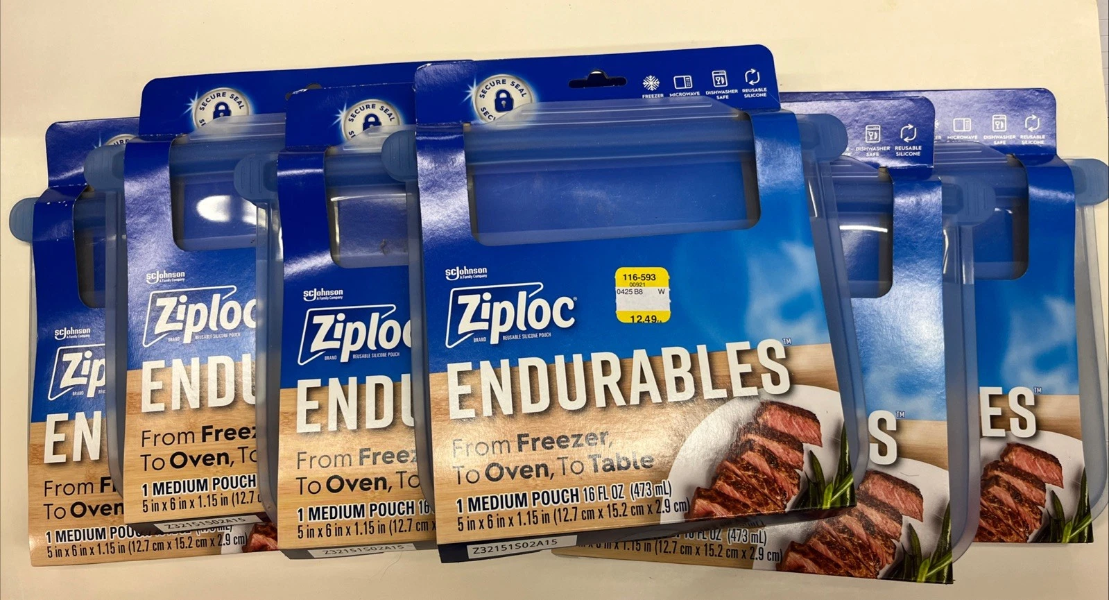 Ziplock Endurables- Medium Pouch, 16 oz. - 5” X 6” X 1.15” - Lot Of 6