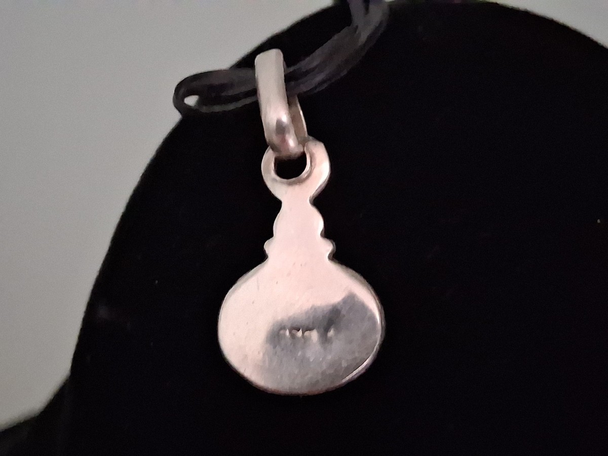 Black Onyx 925 Sterling Silver Pendant with Silver Accented Perimeter View 3