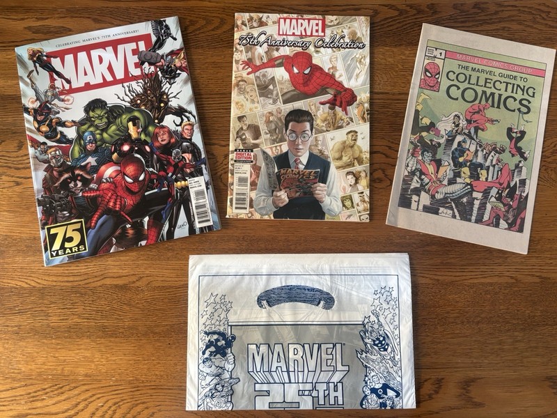Marvel 75th Anniversary, Guide To Collecting Comics And Marvel 25th Shopping Bag