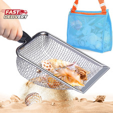 Beach Mesh Shovel with Mesh Beach Bag for Shell Collecting, Kids Filter Sand Sco