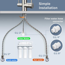 3 Way Kitchen Tap with Water Filter Brushed Nickel Three Way Kitchen Mixer Ta...