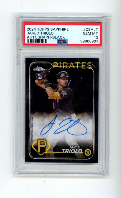 Jared Triolo 2024 Topps Chrome Sapphire Black RC Auto 8/10 PSA 10
