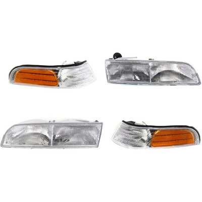 Headlight Kit For 92-97 Ford Crown Victoria Left and Right 4Pc