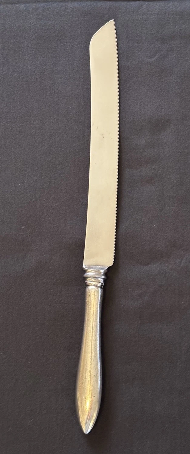 Vtg Gorham Sterling Fairfax 12.75” Sheffield Stainless Serrated Blade Cake Knife