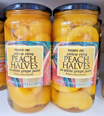 Trader Joe's Yellow Cling Peach Halves in white grape juice 25oz