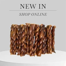 $Bulk$ 6” Braided Pork Gullet Stick 50pk Healthy Dog Treat Best For Picky Eaters