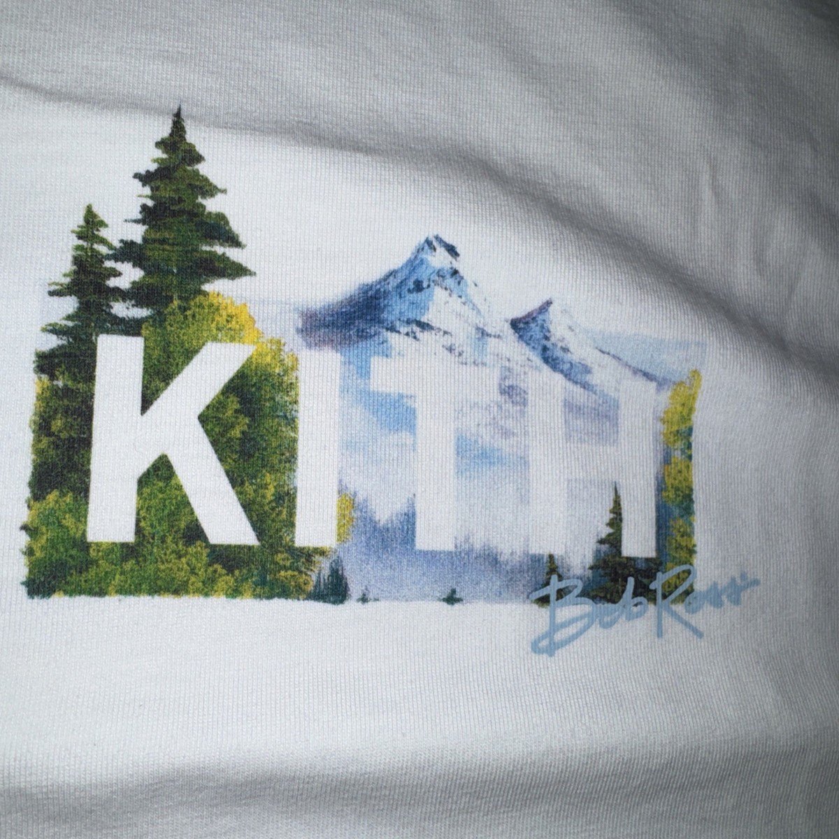 Kith Bob Ross Mountain Box Logo Tee •INSTORE EXCLUSIVE • XL •White